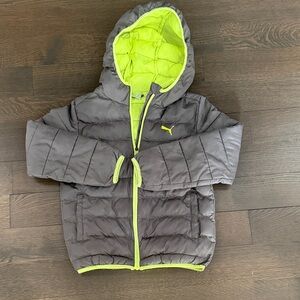 Puma Charcoal and Lime Hooded Jacket